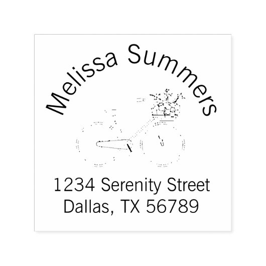 Fahrrad mit einer Blume-Korb-Bogenadresse Permastempel (Design)