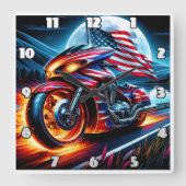 Fahrrad mit Fahne am Mondsee Quadratische Wanduhr (Vorderseite)