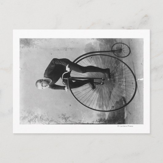 Fahrrad mit großem Vorderradfoto Postkarte (Vorderseite)