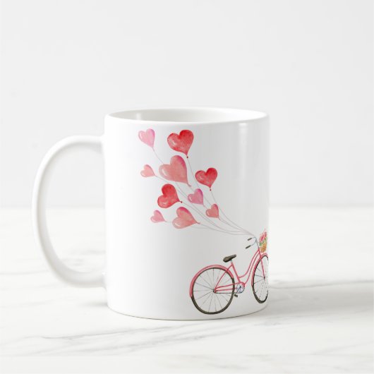 Fahrrad mit herzförmigen Ballons Kaffeetasse (Links)