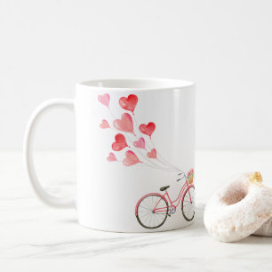 Fahrrad mit herzförmigen Luftballons Kaffeetasse