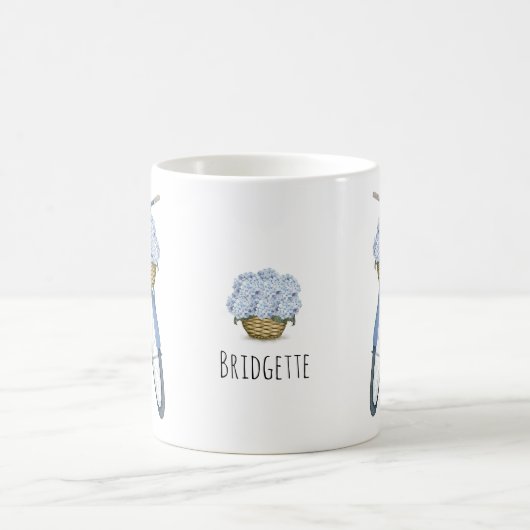 Fahrrad mit Hydrangea Basket Blume Lover Keramik Kaffeetasse (Mittel)