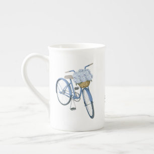 Fahrrad mit Hydrangea Basket Blume Lover Porzellantasse