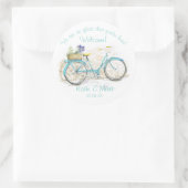 Fahrrad mit Korb Aqua Willkommen Runder Aufkleber (Tasche)