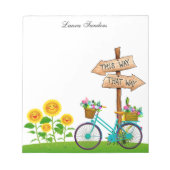 Fahrrad mit Korb von Blume Notizblock (Vorderseite)