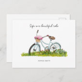 Fahrrad mit Korb von Blume Postkarte (Vorne/Hinten)