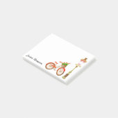 Fahrrad mit Körbchen von Blume nach der Eingabe Post-it Klebezettel (angewinkelt)