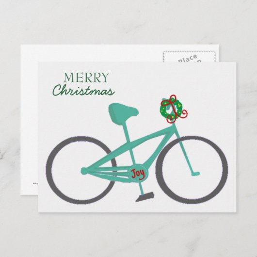 Fahrrad mit Kranz Feiertagspostkarte (Vorne/Hinten)