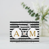 Fahrrad mit Monogramm schwarz-weiß Postkarte (Stehend Vorderseite)
