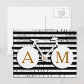 Fahrrad mit Monogramm schwarz-weiß Postkarte (Vorne/Hinten)