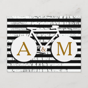 Fahrrad mit Monogramm schwarz-weiß Postkarte