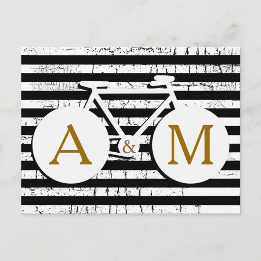 Fahrrad mit Monogramm schwarz-weiß Postkarte (Vorderseite)