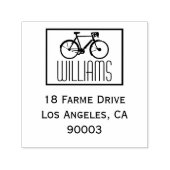 Fahrrad mit Namen und Rücksendeadresse, Quadrat Permastempel (Design)