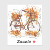 Fahrrad mit Pumpkins und farbenfrohen Blätter Aufk Aufkleber (Blatt)