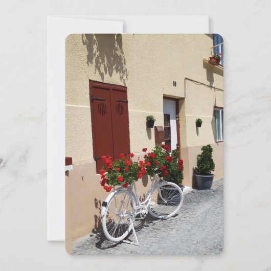 Fahrrad mit Roten Blume auf der europäischen Straß Karte (Vorderseite)