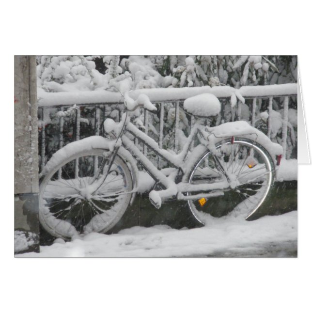 Fahrrad mit Schnee bedeckt (Vorderseite (Horizontal))