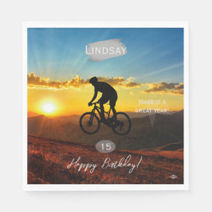 Fahrrad mit Sonnenuntergang Napkin HAMbyWG Serviette