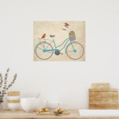 Fahrrad mit Vögeln Poster (Küche)