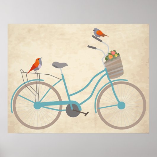 Fahrrad mit Vögeln Poster (Vorne)