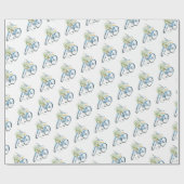 Fahrrad mit weißer Katze und Gänse Geschenkpapier (Flach)