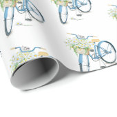 Fahrrad mit weißer Katze und Gänse Geschenkpapier (Rolleneckpunkt)