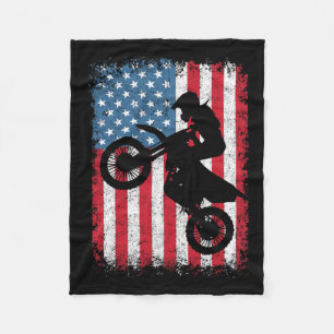 Fahrrad Motocross-Fahrer Amerikanische Flagge 4. J Fleecedecke
