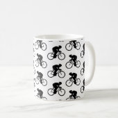 Fahrrad-Muster in Schwarzweiss. Kaffeetasse (VorderseiteRechts)