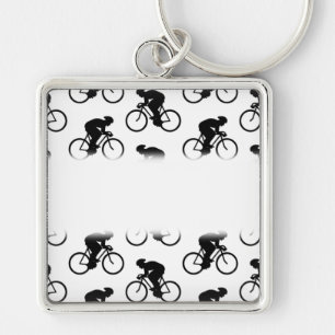 Fahrrad-Muster in Schwarzweiss. Schlüsselanhänger