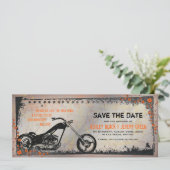 Fahrrad- oder Motorradhochzeit Sichern Sie das Dat Save The Date (Stehend Vorderseite)