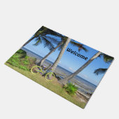 Fahrrad-Palmen willkommene Fußmatte (Schrägansicht)