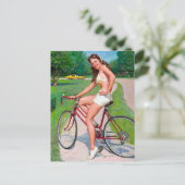Fahrrad Pin Up Postkarte (Stehend Vorderseite)