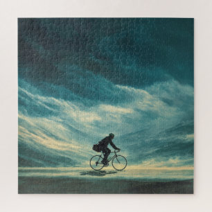 Fahrrad Puzzle – Radfahrer in dramatischer Landsch