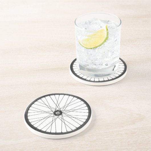 Fahrrad - radfahrend + Fahrrad Sandstein Untersetzer (Seite)
