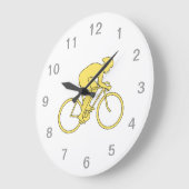 Fahrrad-Reiter im Gelb Große Wanduhr (Winkel)