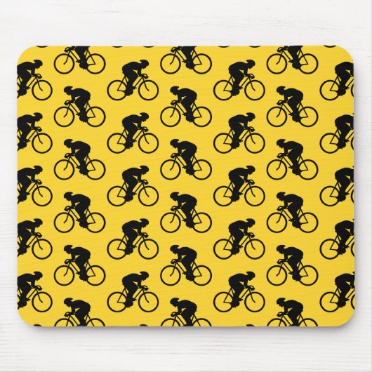 Fahrrad-Reiter-Muster. Gelb und Schwarzes Mousepad (Vorne)