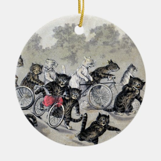 Fahrrad-Reitkatzen Keramikornament (Vorne)