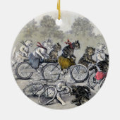 Fahrrad-Reitkatzen Keramikornament (Hinten)