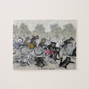 Fahrrad-Reitkatzen Puzzle