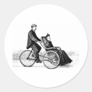 Fahrrad-Rollstuhl - Vintage-Victorian-Fahrräder Runder Aufkleber
