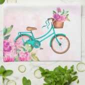 Fahrrad & Rosen Geschirrtuch (Gefaltet)