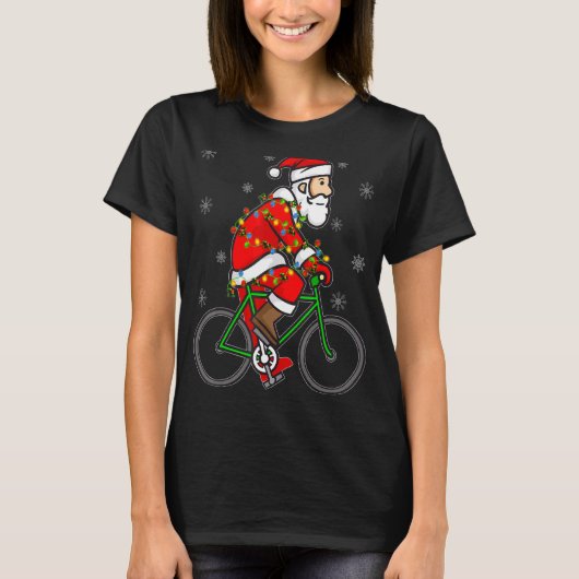 Fahrrad Santa Riding Radfahren Weihnachten T-Shirt (Vorderseite)