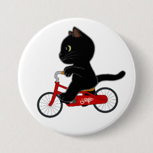 Fahrrad-schwarze Katze Button