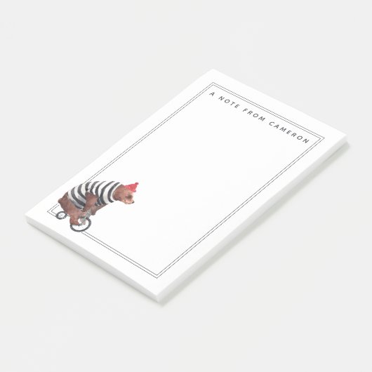 Fahrrad-Spaß-Bär | addieren Ihren Namen Post-it Klebezettel (angewinkelt)