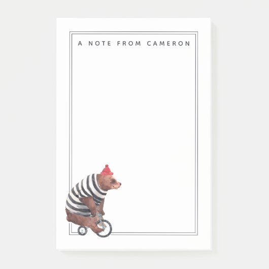 Fahrrad-Spaß-Bär | addieren Ihren Namen Post-it Klebezettel (Vorderseite)