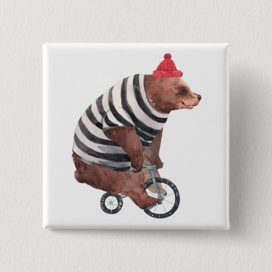 Fahrrad-Spaß-Bär Button (Vorderseite)