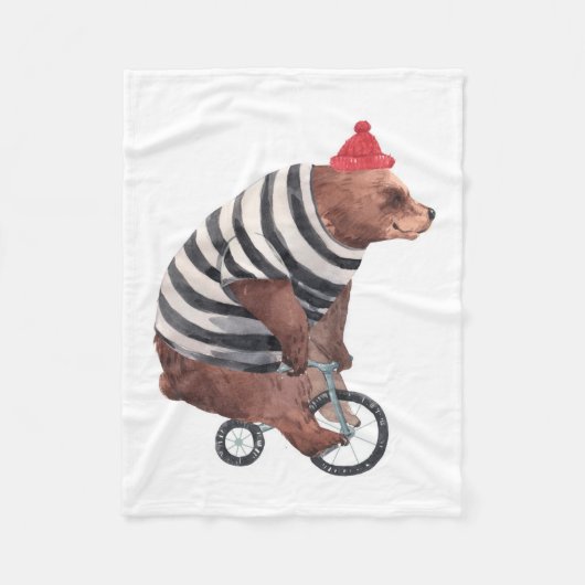 Fahrrad-Spaß-Bär Fleecedecke (Vorderseite)