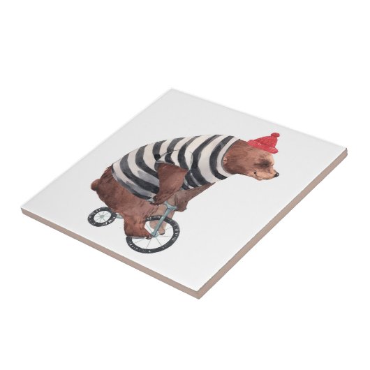 Fahrrad-Spaß-Bär Fliese (Seite)