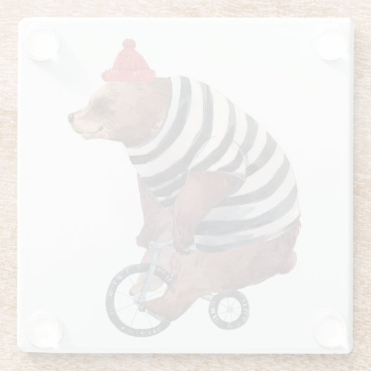Fahrrad-Spaß-Bär Glasuntersetzer (Rückseite)