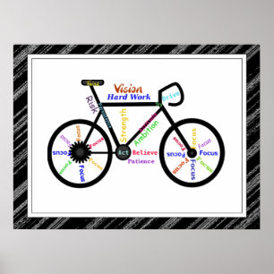 Fahrrad Sport, Motivierende Worte & Streifen Poster