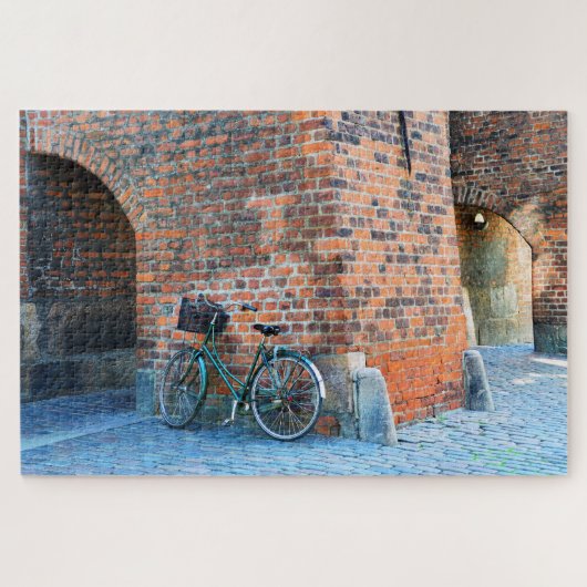 Fahrrad, St. Nicholas Church, Kopenhagen, Dänemark Puzzle (Horizontal)